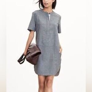 BANANA REPUBLIC Gray Marled Flannel Shirttail Hem Popover Shirtdress Size 4